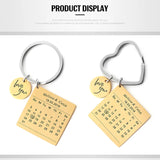 Custom Name Date Calendar Letter Keychain for Women