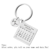 Custom Name Date Calendar Letter Keychain for Women