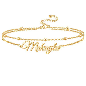 Personalized Double Chain Bracelet Anklet Stainless Steel