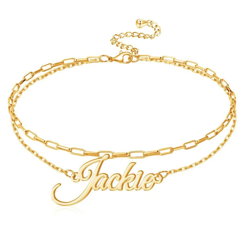 Personalized Double Chain Bracelet Anklet Stainless Steel