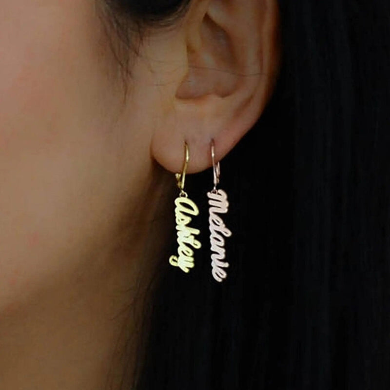 Custom Name Drop Earrings-Handwriting Dangle-Elegant Personalized Gift