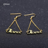 Personalized Name Drop Earrings Customize Namplate ID Dangle Earring