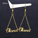 Personalized Name Drop Earrings Customize Namplate ID Dangle Earring