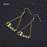 Personalized Name Drop Earrings Customize Namplate ID Dangle Earring