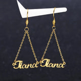 Custom Name Drop Earrings ID Dangle Earring Stainless Steel