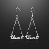 Custom Name Drop Earrings ID Dangle Earring Stainless Steel
