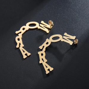 Custom Name Earrings, Stainless Steel Name Plate Pierced Jewelry