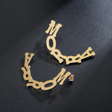 Custom Name Earrings, Stainless Steel Name Plate Pierced Jewelry
