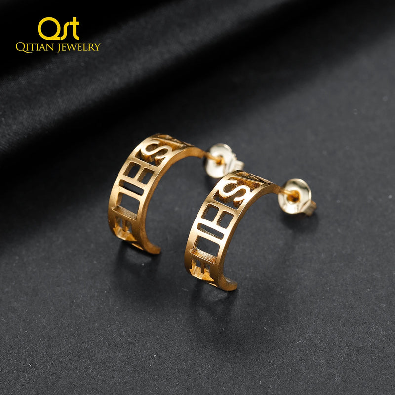 Personalized Name Earrings Letter Ear Studs Stainless Steel Jewelry