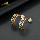 Personalized Name Earrings Letter Ear Studs Stainless Steel Jewelry