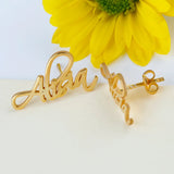 Personalized Name Earrings Stainless Steel Nameplate Letter Stud Earrings