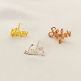 Custom Name Earrings, Stainless Steel Studs, Bridesmaid Jewelry
