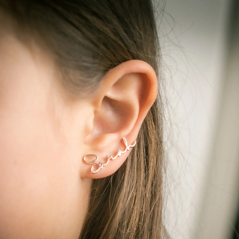 Custom Name Earrings, Stainless Steel Studs, Bridesmaid Jewelry