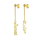 Personalized Name Earrings Stainless Steel Dangle Nameplate Earrings