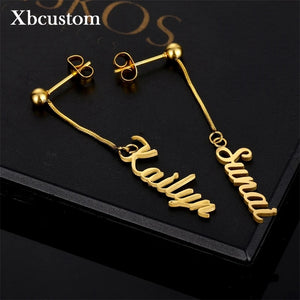 Personalized Name Earrings Stainless Steel Dangle Nameplate Earrings