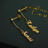 Personalized Name Earrings Stainless Steel Dangle Nameplate Earrings