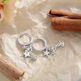 Personalized Stainless Steel Name Earrings Star Hoop for Women