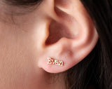 Personalized Name Stud Earrings Stainless Steel Rose Plated