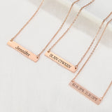 Personalized Engrave Square Bar Name Necklace Stainless Steel Pendant