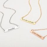 Personalized Engrave Square Bar Name Necklace Stainless Steel Pendant