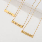 Personalized Engrave Square Bar Name Necklace Stainless Steel Pendant