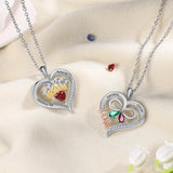 Personalized Name Engraved Crown & Love Infinity Pendant Birthstone Necklaces