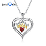 Personalized Name Engraved Crown & Love Infinity Pendant Birthstone Necklaces