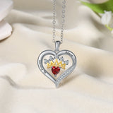 Personalized Name Engraved Crown & Love Infinity Pendant Birthstone Necklaces