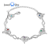 Personalized Name Engraved Heart Chain Bracelet with Birthstone