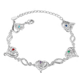 Personalized Name Engraved Heart Chain Bracelet with Birthstone