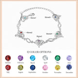 Personalized Name Engraved Heart Chain Bracelet with Birthstone