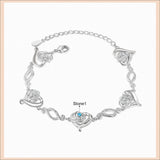 Personalized Name Engraved Heart Chain Bracelet with Birthstone