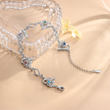 Personalized Name Engraved Heart Chain Bracelet with Birthstone