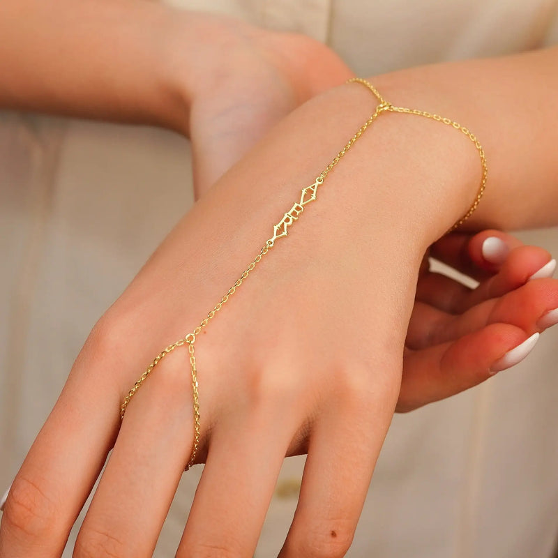 Custom Name Hand Chain Stainless Steel Bracelet