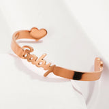 Custom Name Heart Bracelets for Baby Stainless Steel Kids Baptism Bangle