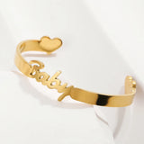 Custom Name Heart Bracelets for Baby Stainless Steel Kids Baptism Bangle