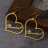 Personalized Name Heart Drop Earrings Stainless Steel Jewelry