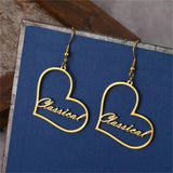 Personalized Name Heart Drop Earrings Stainless Steel Jewelry