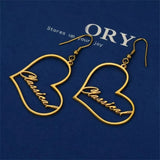 Personalized Name Heart Drop Earrings Stainless Steel Jewelry