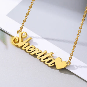 Custom Name Heart Necklace Stainless Steel Chain