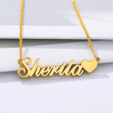 Custom Name Heart Necklace Stainless Steel Chain