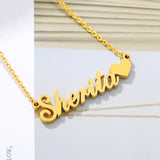 Custom Name Heart Necklace Stainless Steel Chain