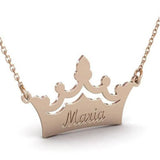 Crown Name Necklace Princess Engrave Nameplate Statement Necklaces