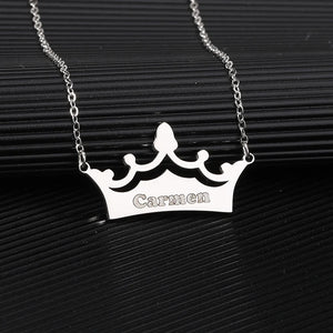 Crown Name Necklace Engrave Nameplate Necklaces Women Wedding Gift
