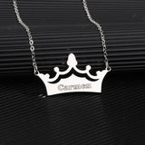 Crown Name Necklace Engrave Nameplate Necklaces Women Wedding Gift