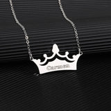 Crown Name Necklace Engrave Nameplate Necklaces Women Wedding Gift