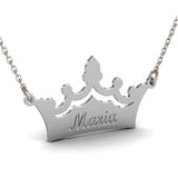 Crown Name Necklace Princess Engrave Nameplate Statement Necklaces