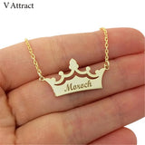 Crown Name Necklace Engrave Nameplate Necklaces Women Wedding Gift