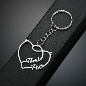 Customizable Heart Name Keychain Couple Stainless Steel Pendant