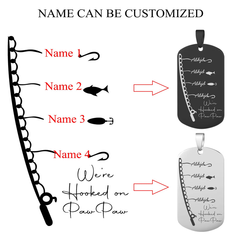 Personalized Name Keychain Men Car Keychain Stainless Steel Fish Hook Charm